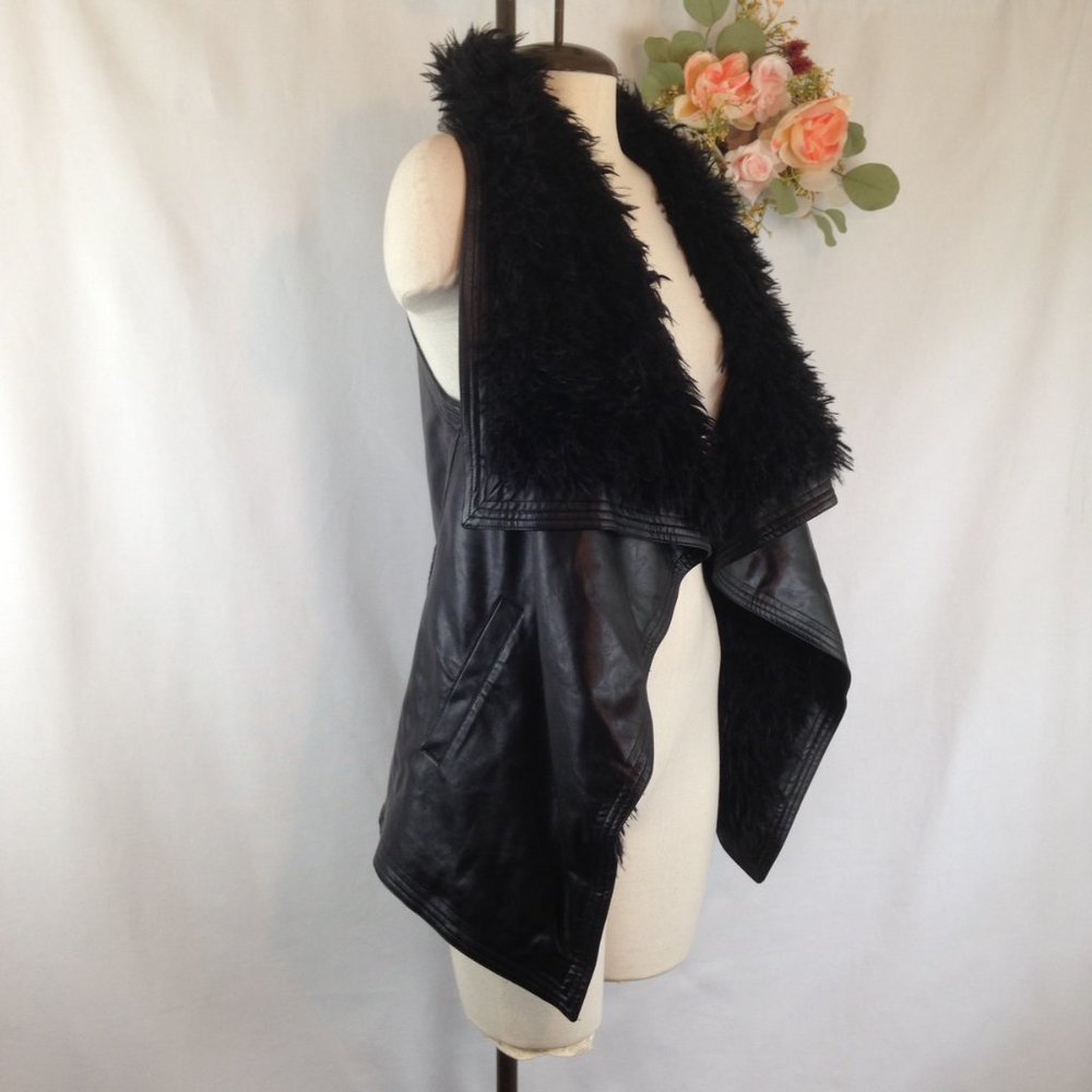 Love Tree Faux Leather Fur Panels Vest